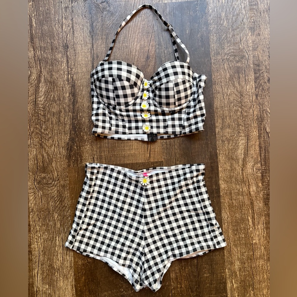 Betsey Johnson Plaid Swimsuit Set~Small - Picture 5 of 6
